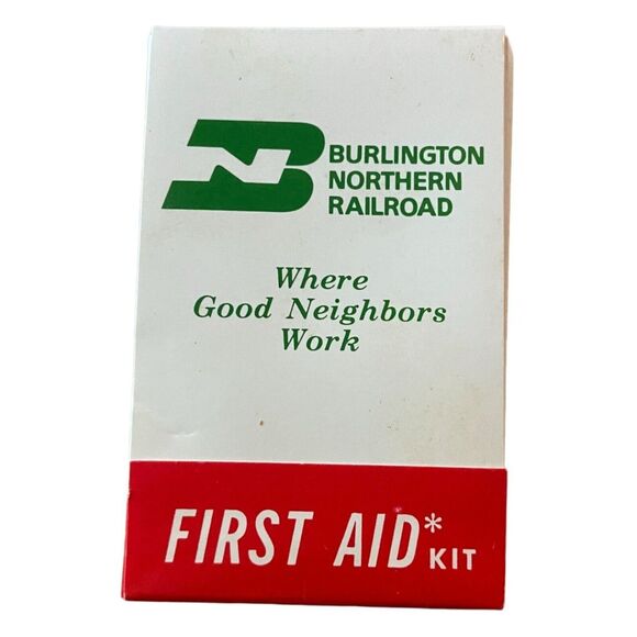 BNR First Aid Kit Burlington Northern Railroad Railfan Collecting Safety Burns - Picture 1 of 6